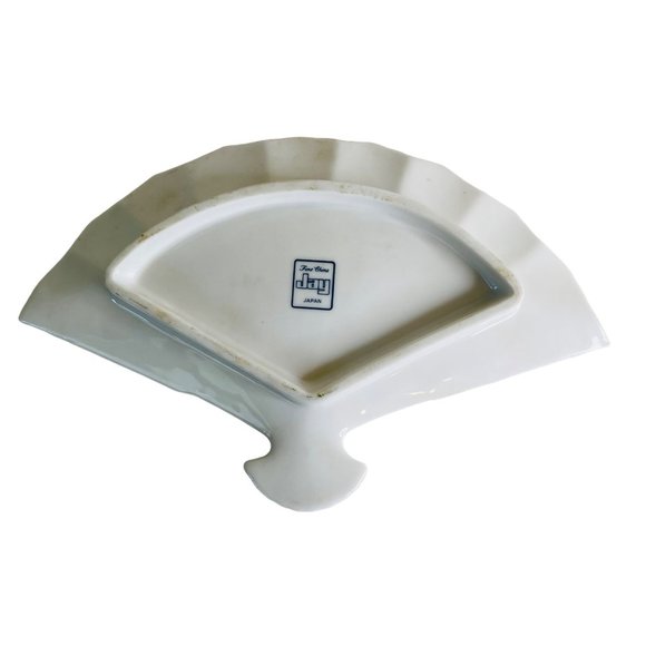 Fan Dish Fine China Jay Imports Japan Hand Painted 9.5" x 6.25" - Picture 5 of 6